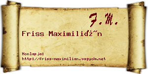 Friss Maximilián névjegykártya